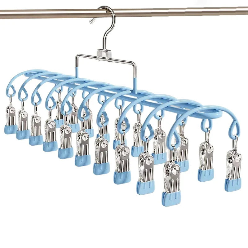 20-Clip Stainless Steel Sock & Underwear Drying Rack Laundry Drying Rack Qme
