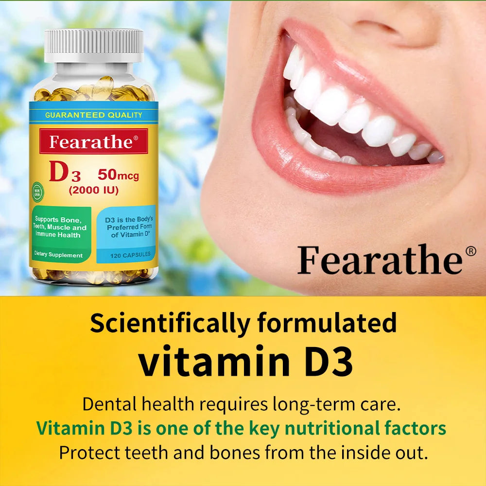 Vitamin D3 2000 IU Capsules – Bone, Muscle & Immune Support Vitamin Supplement Qst