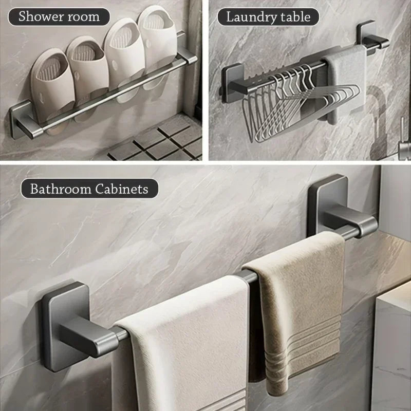 No Drill Wall Mounted Towel Rack – Aluminum Bathroom Bar Bathroom Towel Rack Qme