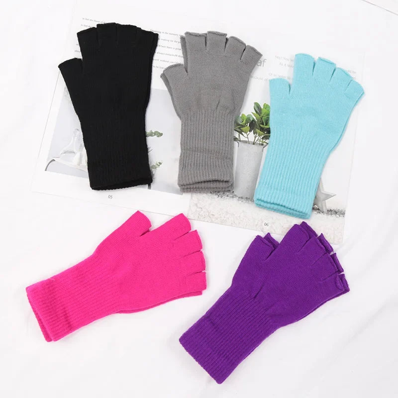 Long Fingerless Knitted Gloves – Warm Stretch Arm Warmers Fingerless Knitted Gloves Qme