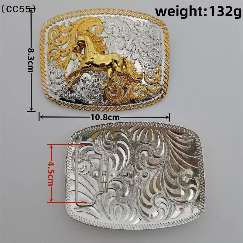 Western Cowboy Zinc Alloy Belt Buckle – Retro Floral Unisex Belt Buckle Qst