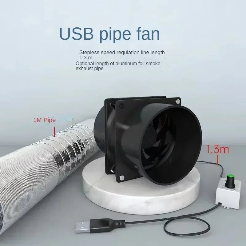 USB Solder Fume Extractor Fan – Adjustable Speed + 1M Duct Pipe Fume Extractor Fan Qst No Mesh