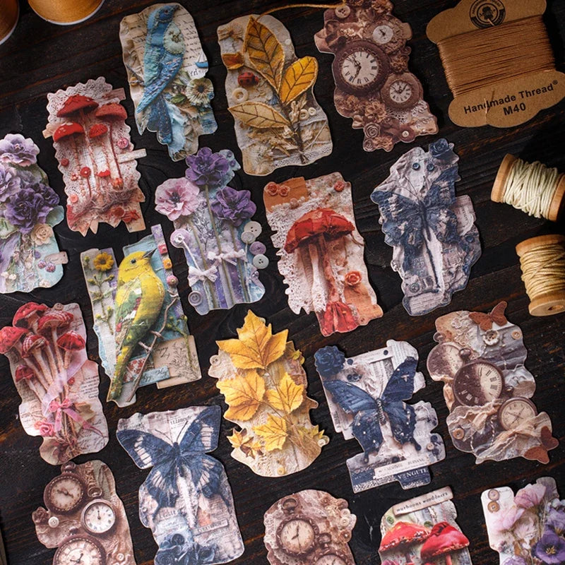 20 Sheets Floral Vintage Background Stickers DIY Scrapbooking DIY Craft Stickers Qme