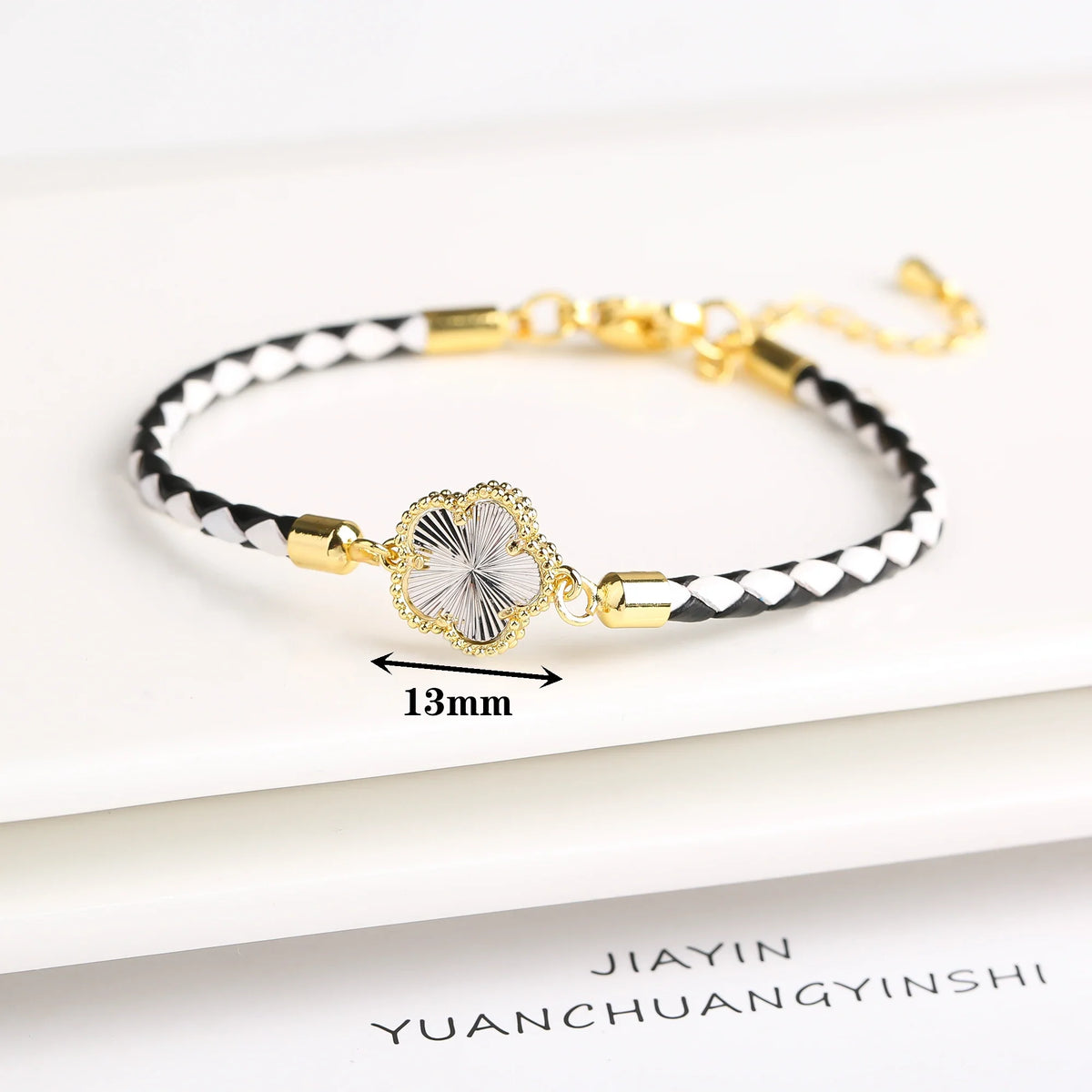Zirconia Flower Leather Braided Bracelet for Women | 39 Colors Fashion Bracelet Qme Color 24