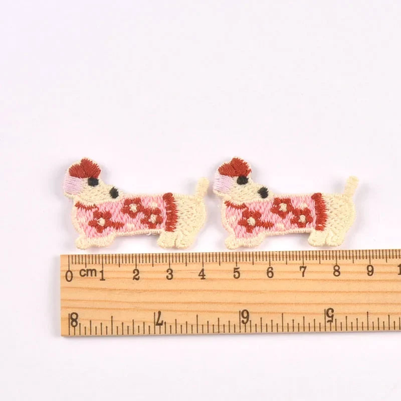 Sausage Dog Iron-On Cloth Patches | 10pcs Mixed Colors & Designs Sew-On Cloth Patches Qme 7