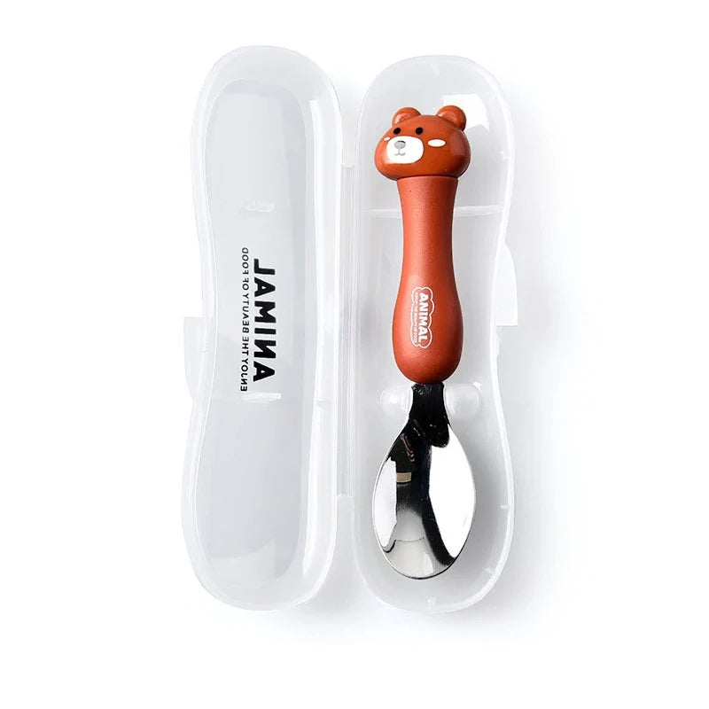Cartoon Animal Kids Cutlery Set – Spoon & Fork for Toddlers Kids Cutlery Set Qme Bear Only Spoon