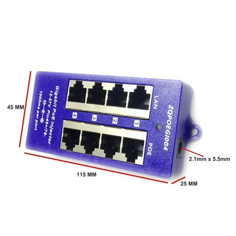 Mode B Gigabit PoE Injector Patch Panel 802.3af 8-Port 1000Mbps PoE Injector Patch Panel Qme