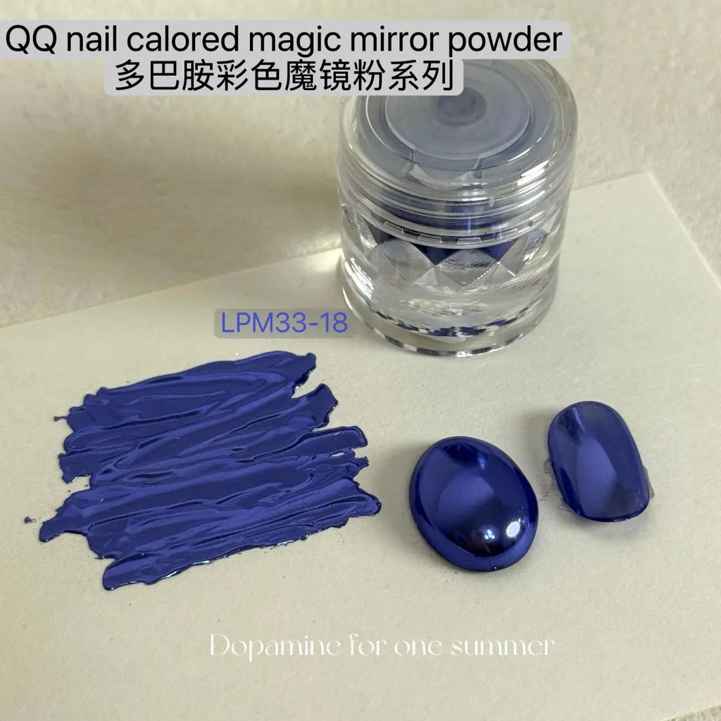 Crystal Mirror Magic Nail Powder – DIY Chrome Nail Art Chrome Nail Powder Qme Dark Blue