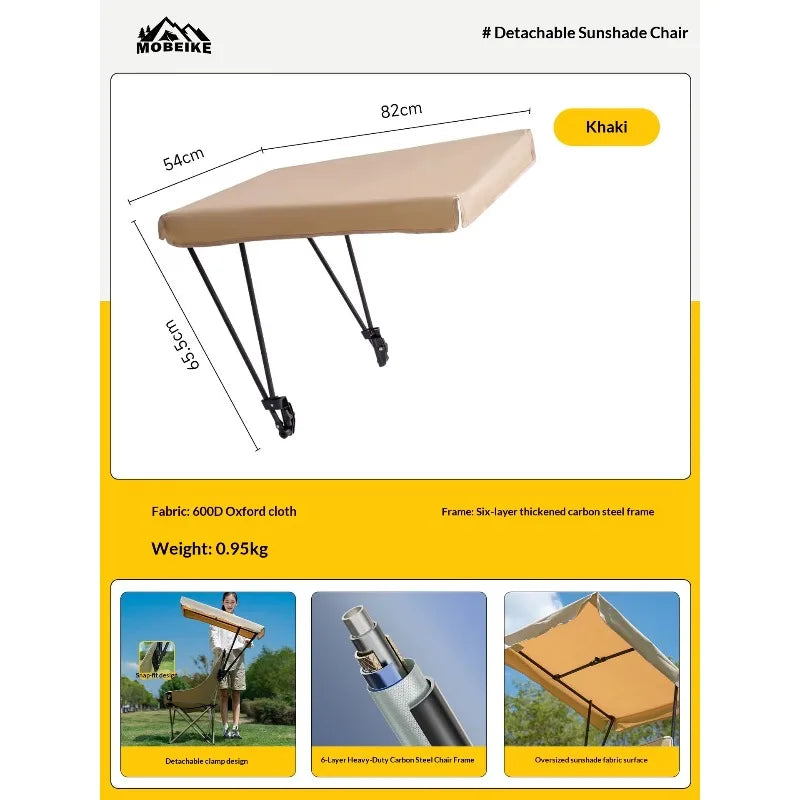Folding Moon Chair with Umbrella Canopy – Portable High-Back Folding Camping Chair Qst