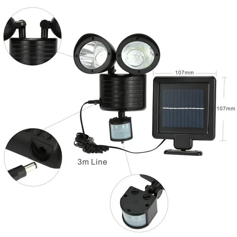 Solar Motion Sensor Outdoor Security Spotlight | Garden Floodlight Solar Security Spotlight Qme