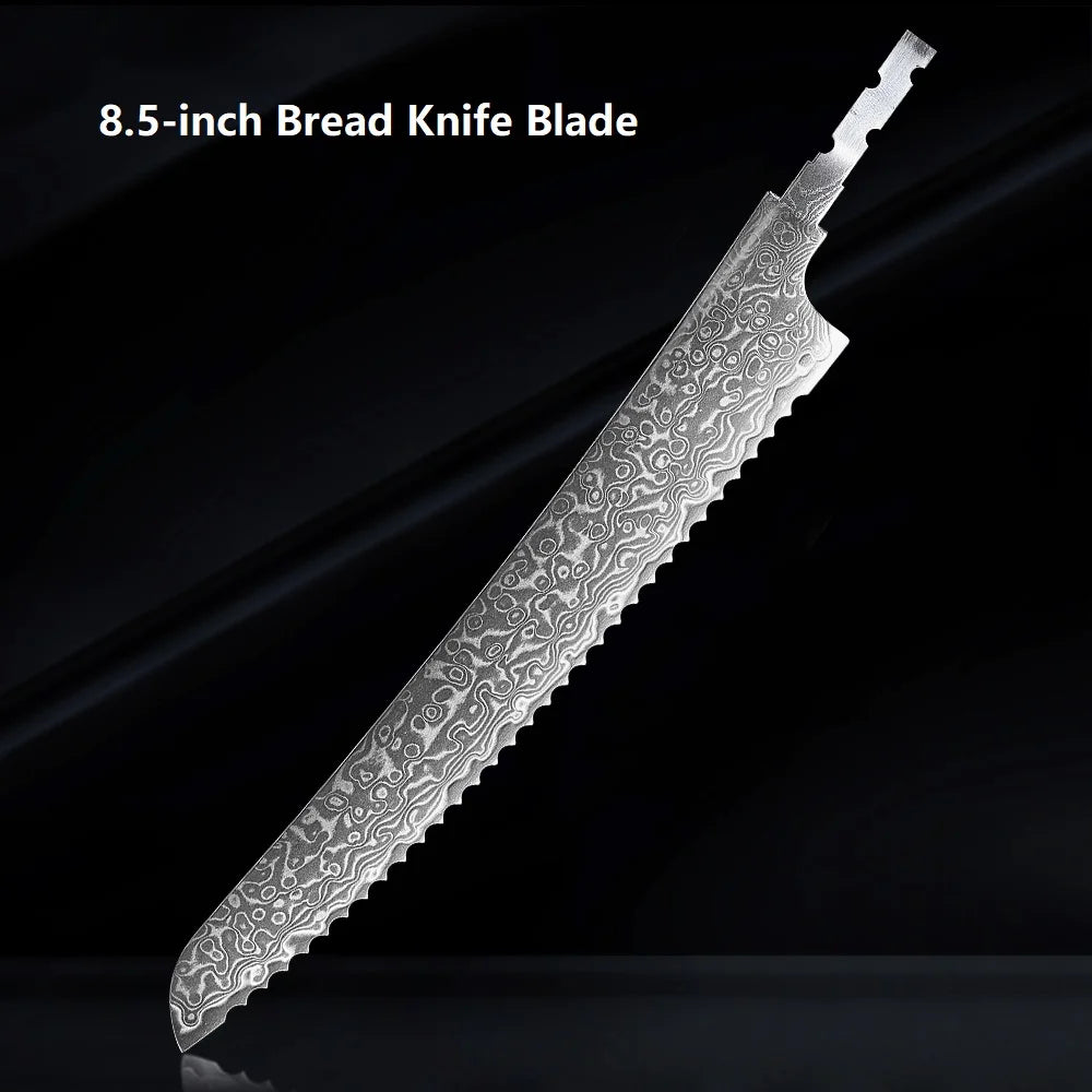 DASHWAY Damascus Steel Blank Blade AUS-10 Full Tang DIY Knife Damascus Blank Blade Qst Bread Blade