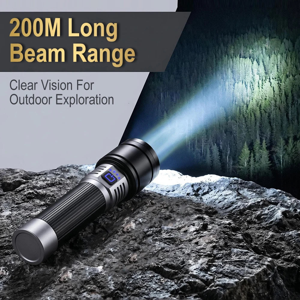 BORUiT 1000LM Zoomable LED Flashlight USB-C Rechargeable Torch LED Flashlight Torch Qst