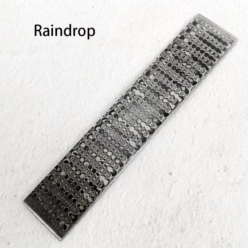 Damascus Steel Knife Blank Billet – Heat Treated DIY Bar 22x3cm Knife Making Billet Qst 22x3x0.3CM Raindrop