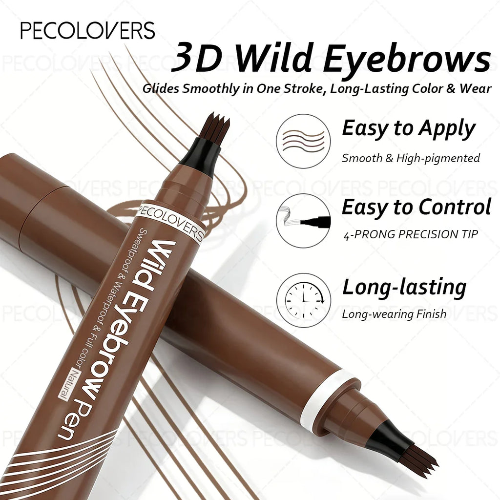 4-Pronged Liquid Eyebrow Pencil – Waterproof & Gap-Filling Liquid Eyebrow Pencil Qme