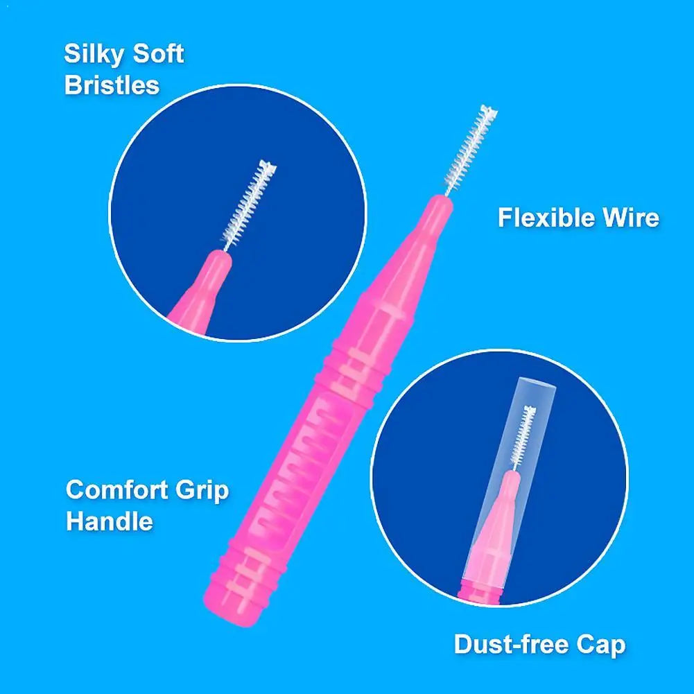 15-Pack Interdental Brushes with Box – Orthodontic Braces Interdental Brush Set Qme