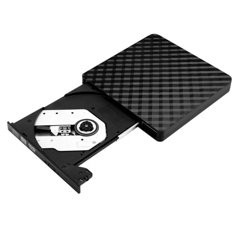 Portable USB 3.0 External DVD Burner CD RW Drive – Black/White External Optical Drive Qme