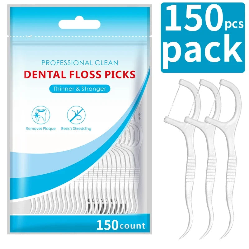 Polymer Dental Floss Picks with Plastic Handles | 50–600 Pcs Dental Floss Picks Qme 150pcs