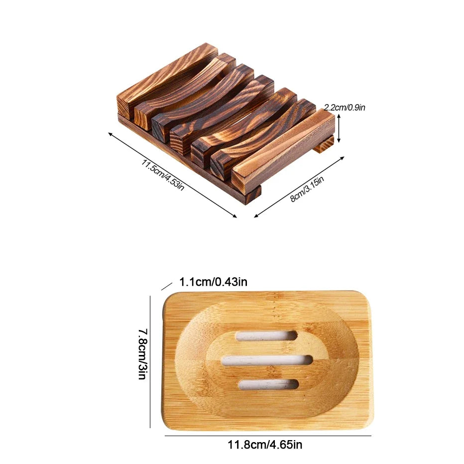 Natural Bamboo Soap Dish Holder with Drainage Tray Bamboo Soap Dish Qme