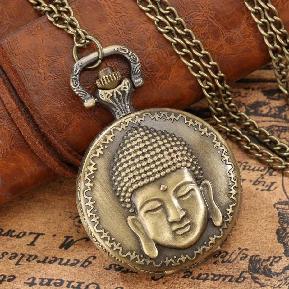 Tibetan Buddhist Temple Quartz Pocket Watch with Chain Pocket Watch Qme