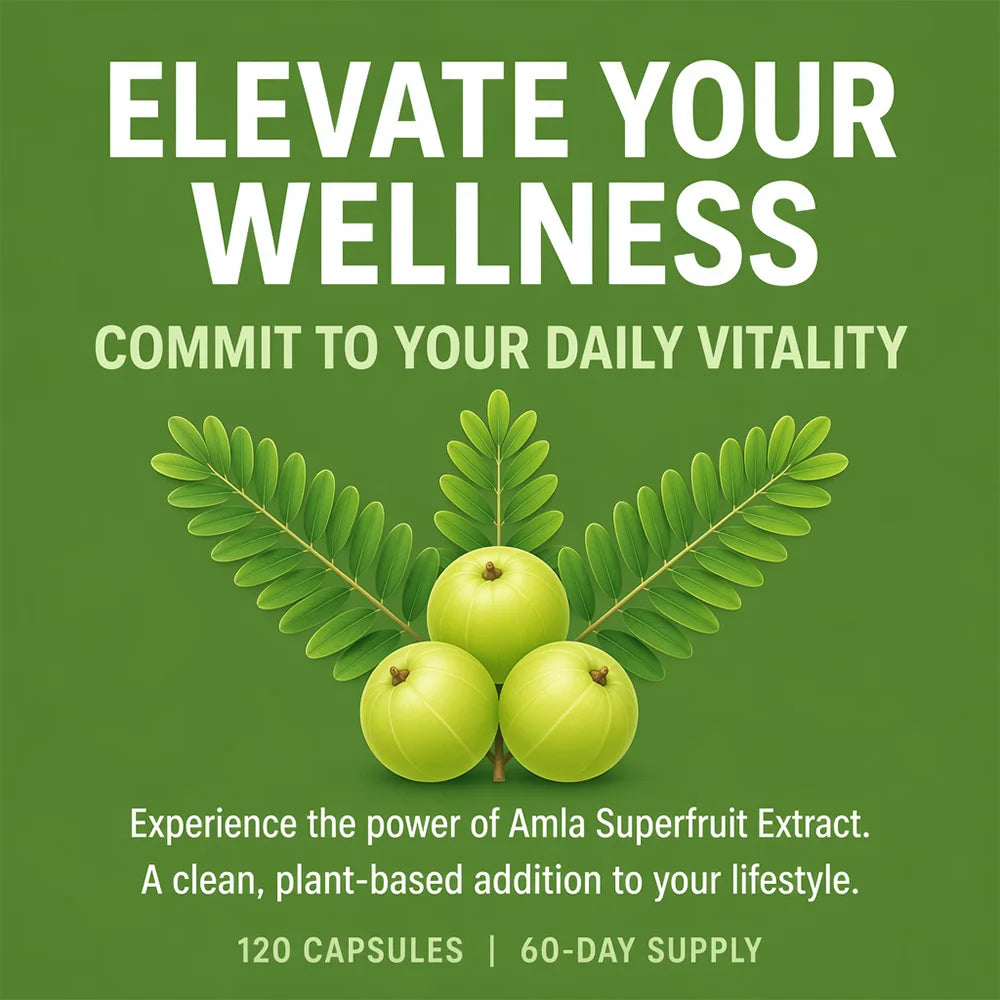 Organic Amla Capsules 1000mg – Antioxidant & Energy Support Herbal Supplement Qst