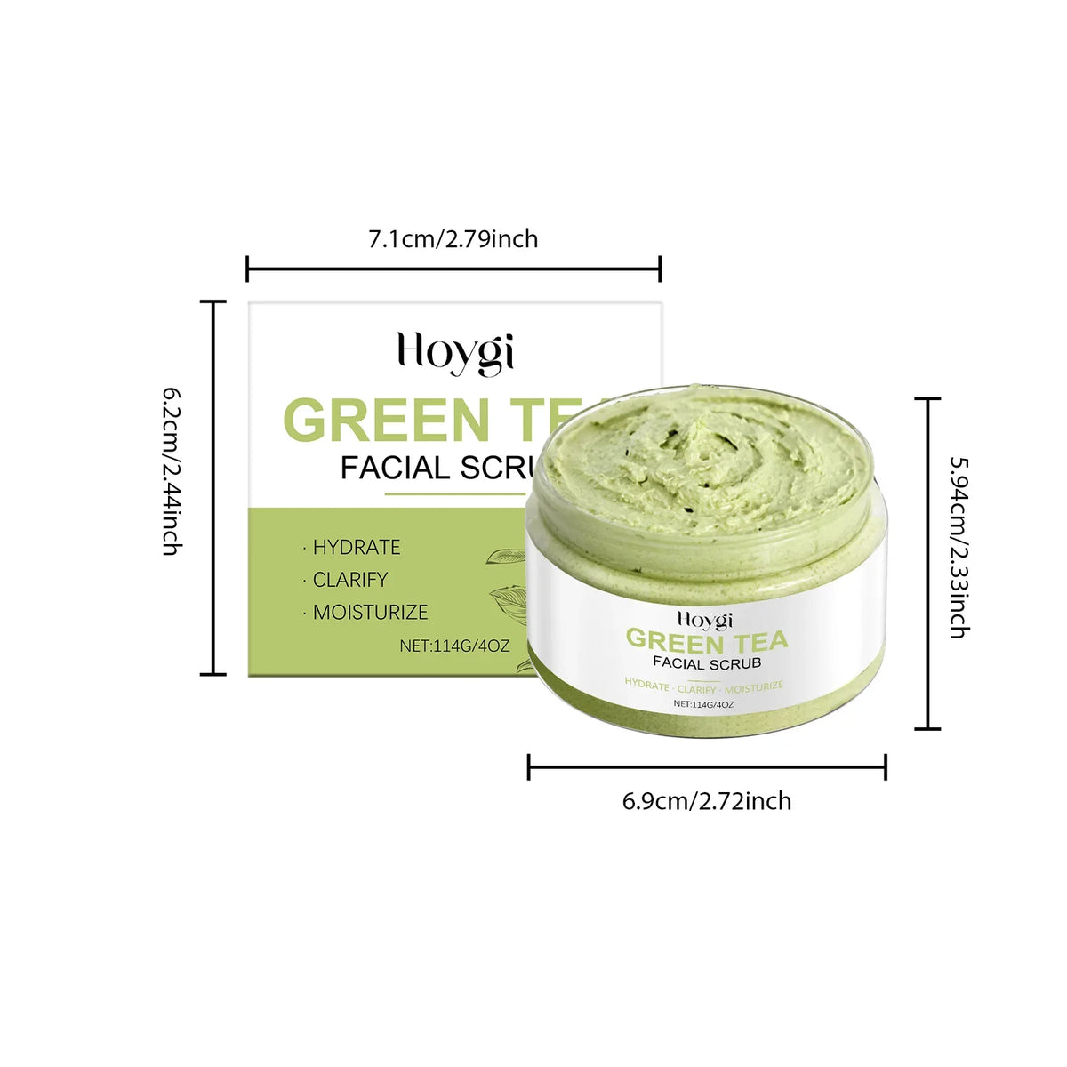 Green Tea Facial Scrub – Deep Pore Cleansing & Hydrating Facial Exfoliating Scrub Qme