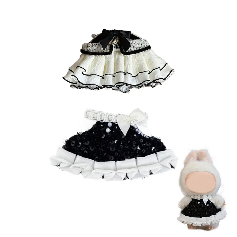 Labubu Doll Strapless Layered Chiffon Dress | 15–17cm Doll Clothing Qme