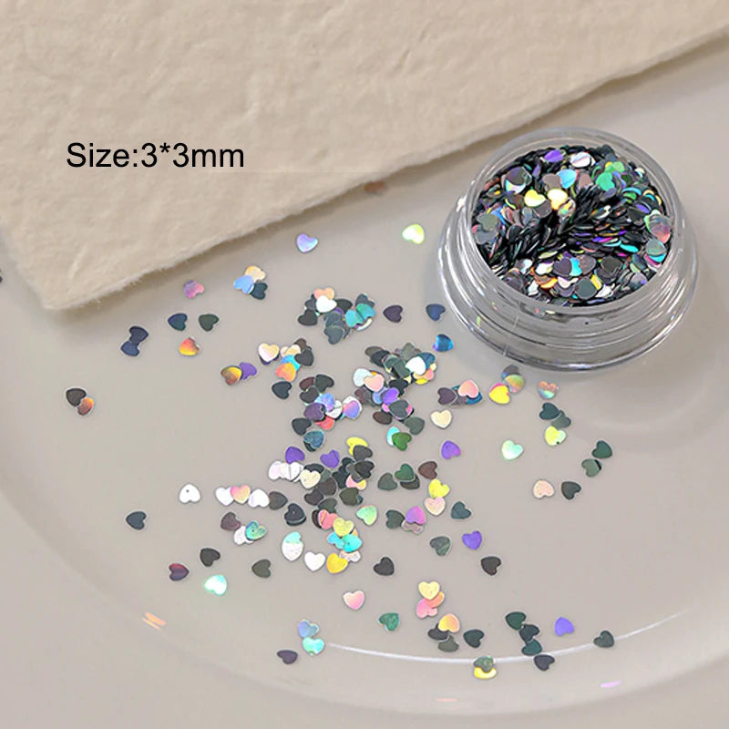 Holographic Star Nail Glitter Sequins Laser Sparkle Flakes Nail Art Sequins Qst Heart