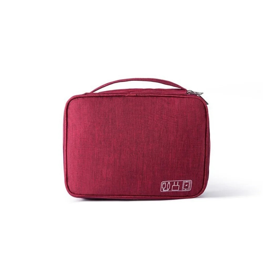 Waterproof Travel Cable Organizer Bag | Oxford Storage Case Cable Organizer Bag Qme Three layer Red