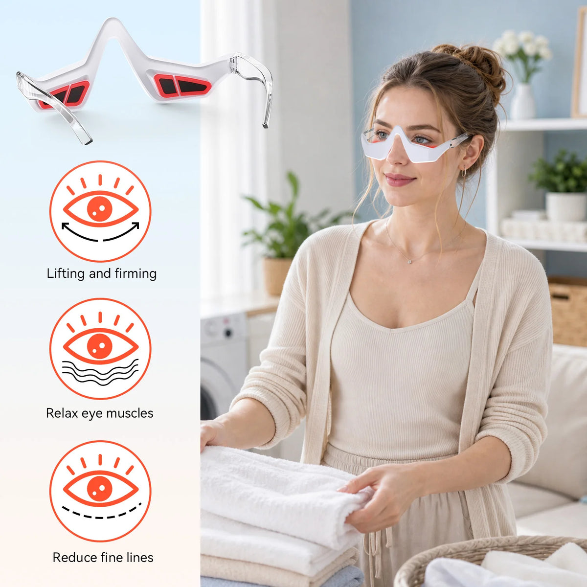 3D EMS Microcurrent Eye Massager – Red LED Beauty Device Eye Beauty Massager Qst