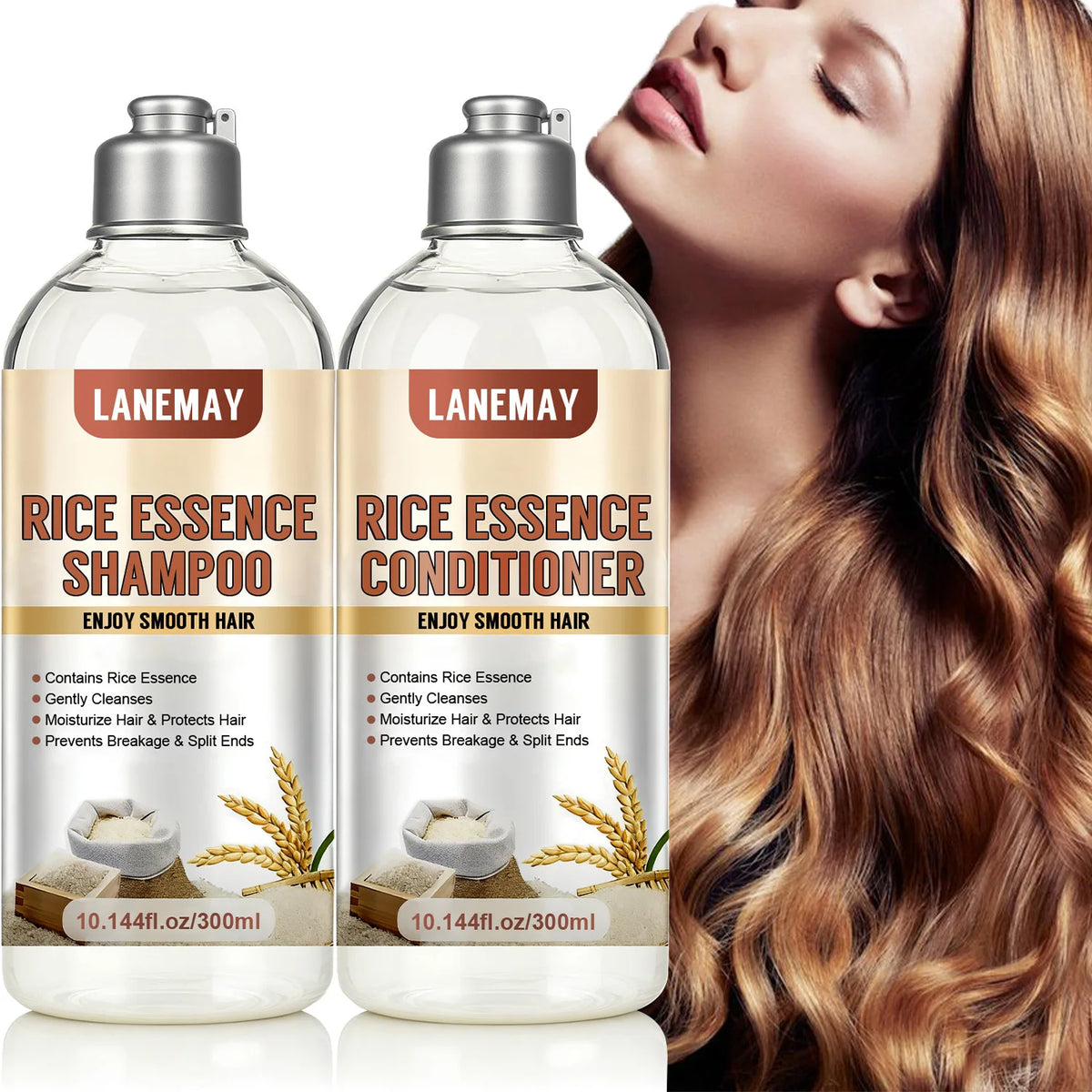 Rice Essence Shampoo & Conditioner Set | Deep Moisture Shampoo Conditioner Set Qst