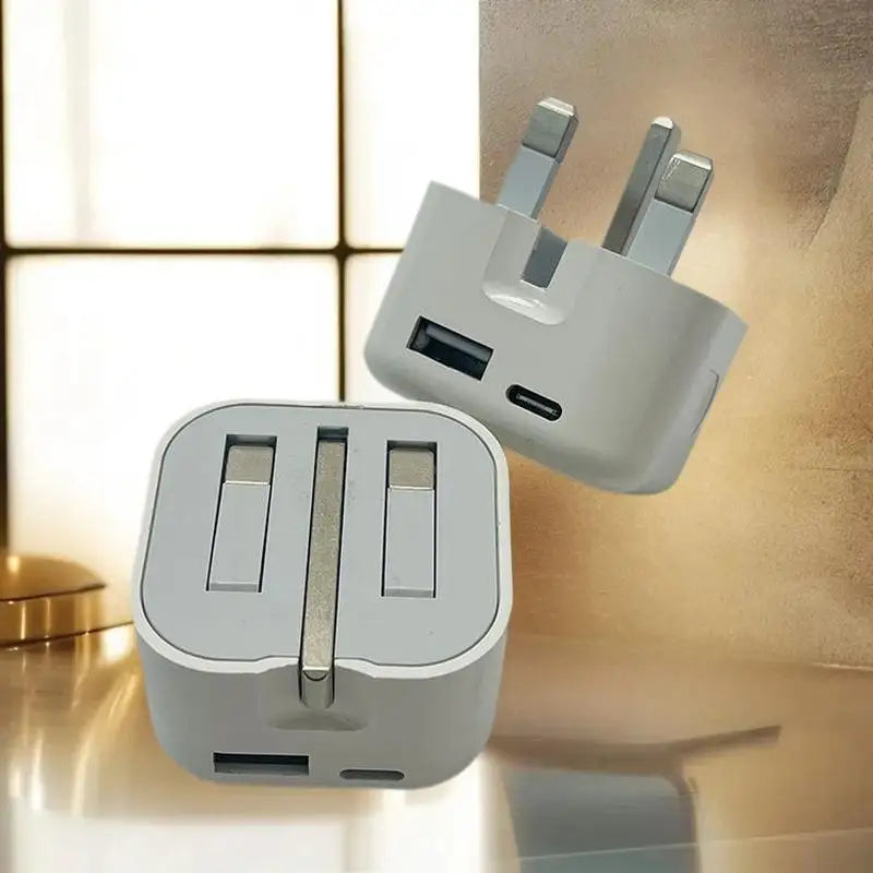 UK GB Plug USB-C Fast Wall Charger 35W PD QC3.0 – White USB-C Wall Charger Qst