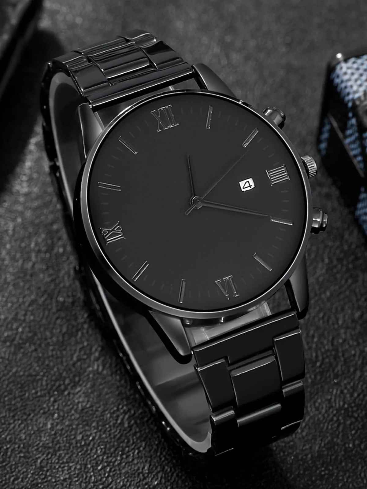 Men's Geneva 4-Piece Stainless Steel Watch & Bracelet Set Men's Jewelry Set Qme