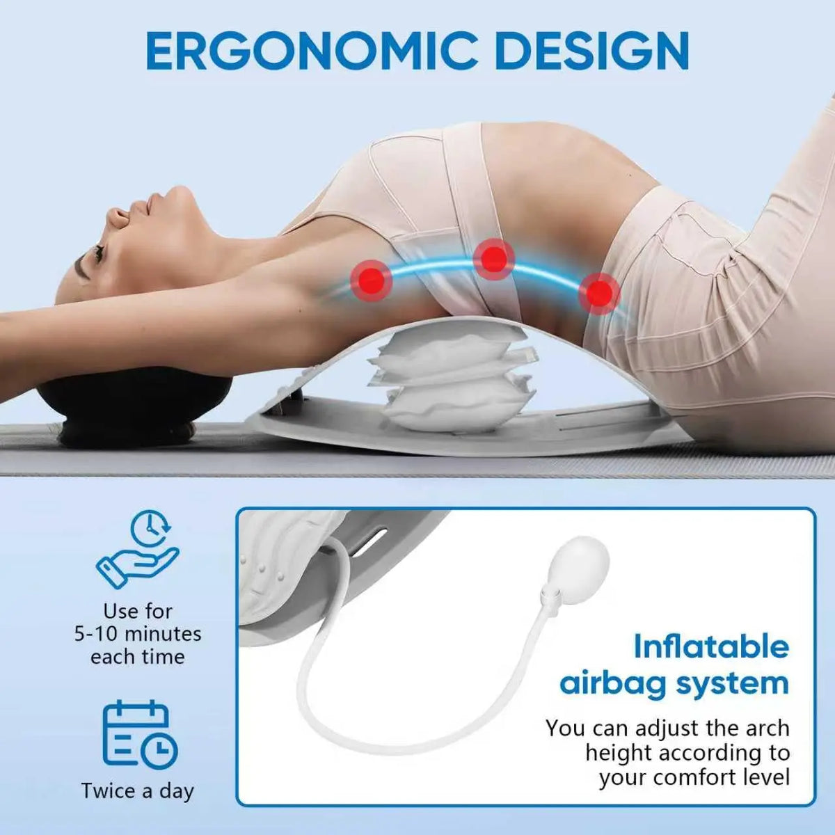 Adjustable Airbag Back Stretcher & Lumbar Support Board Back Stretcher Board Qst