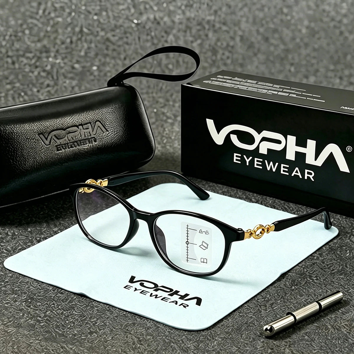 VOPHA Progressive Multifocal Reading Glasses Anti Blue Light Reading Glasses Qst 250 Black