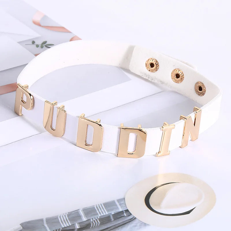 Leather Puddin Choker Cosplay Collar – Punk Necklace Cosplay Choker Collar Qme A CN