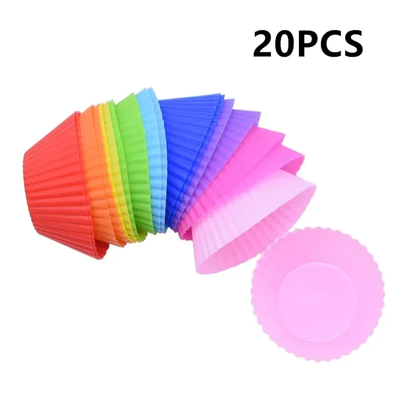 Silicone Cake Molds Round & Heart – Muffin & Cupcake Baking Set Silicone Baking Molds Qme 20PCS Round