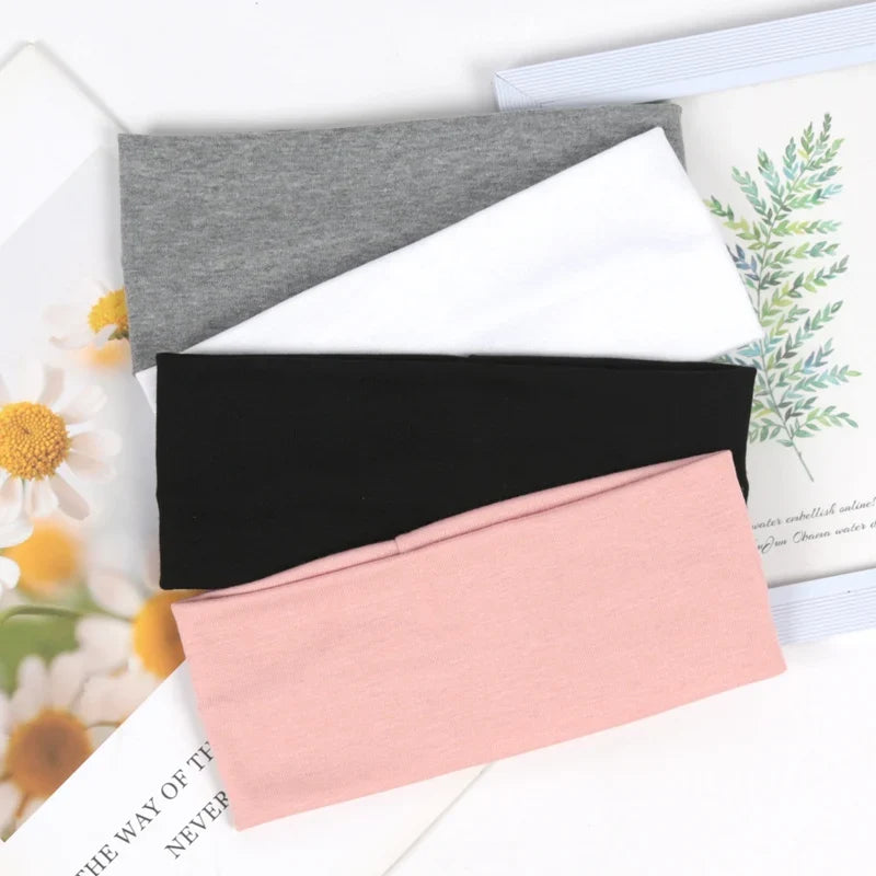 Unisex Solid Cotton Sports Yoga Headband – Moisture-Wicking Sports Headband Qme