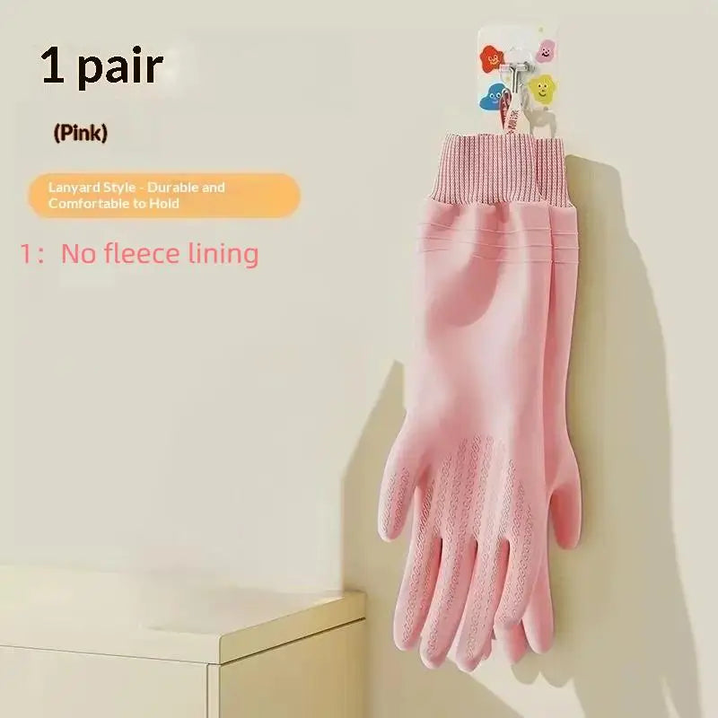 Waterproof Fleece-Lined Dishwashing Gloves – Warm & Durable Cleaning Gloves Qst 1 Pink