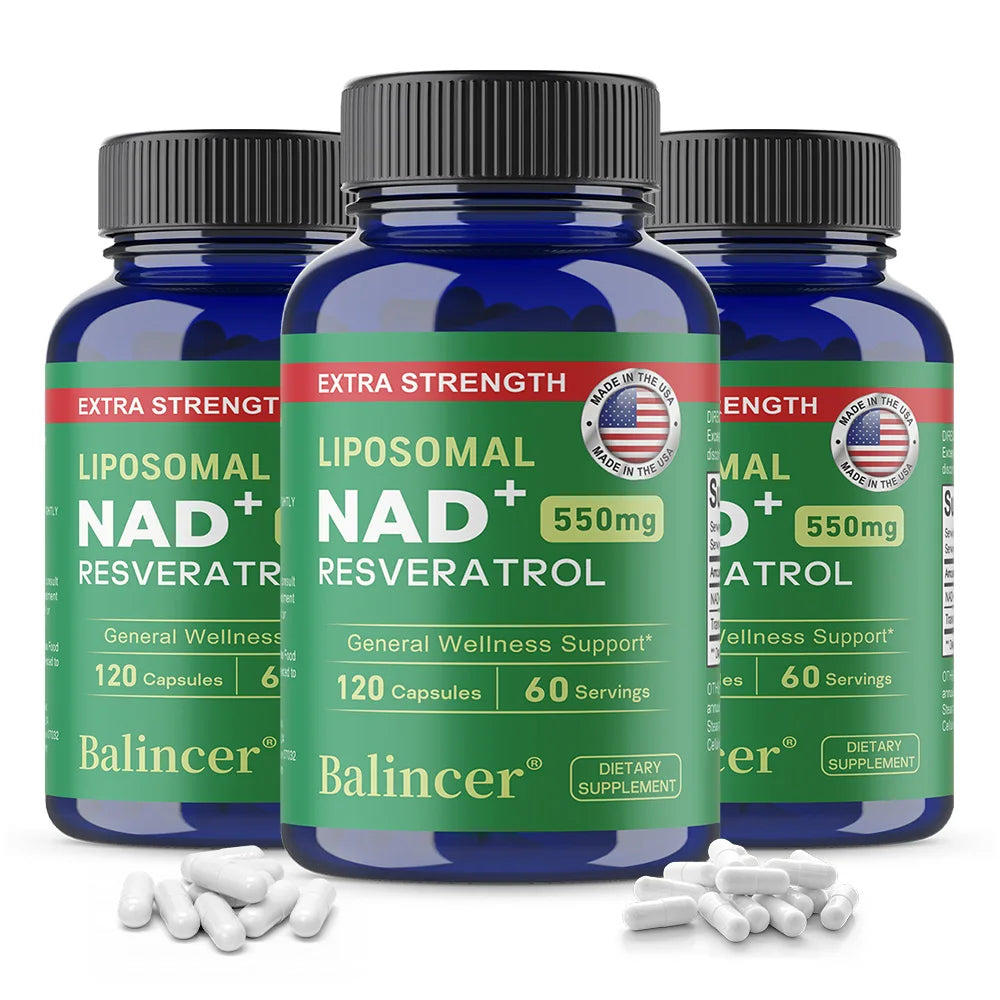 NAD+ Resveratrol Liposomal Supplement – Cellular Energy NAD+ Supplement Qst 120 count-3 bottle
