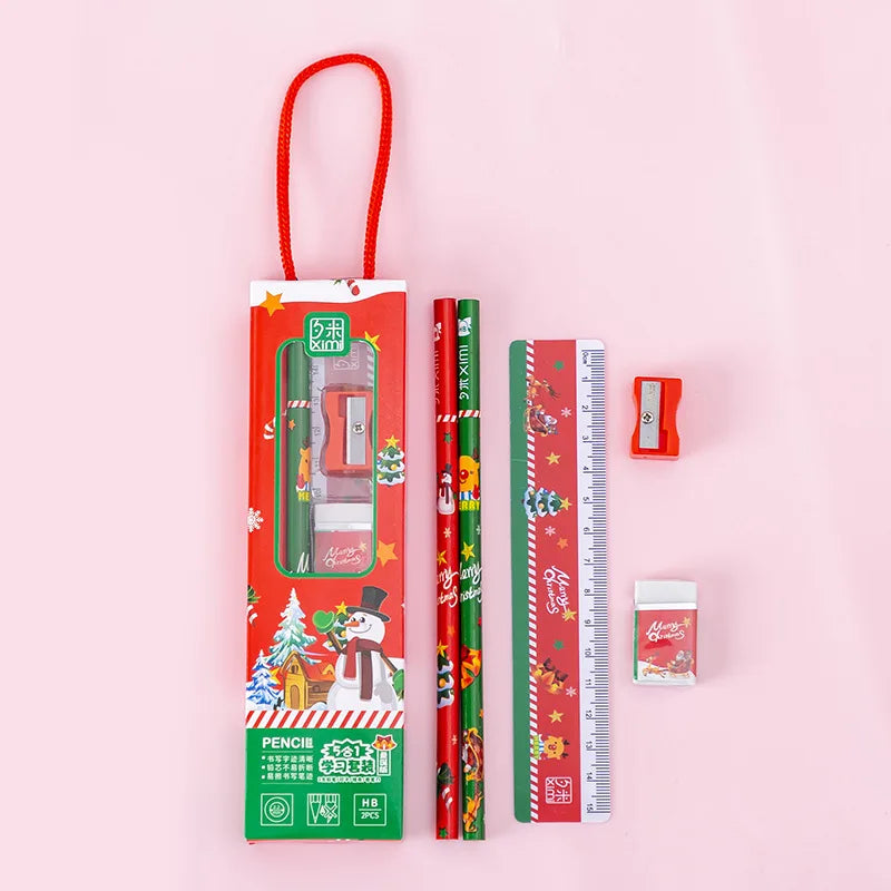 5-in-1 Pencil Set with Fluorescent Sticky Notes | Birthday Gift Stationery Gift Set Qme