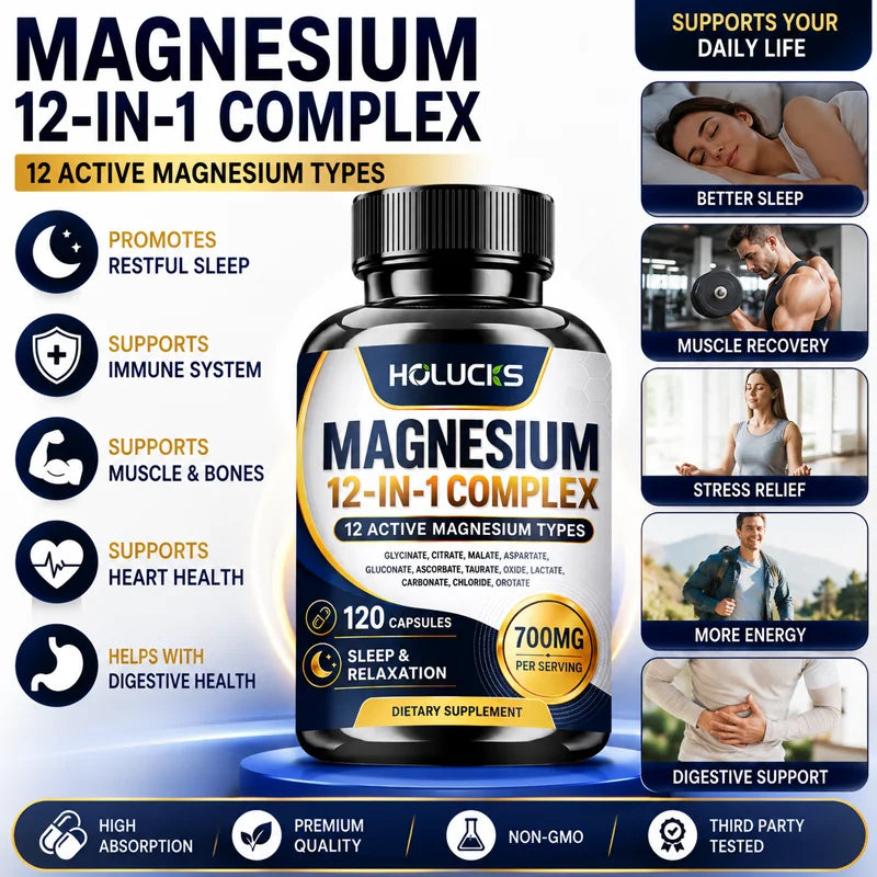 Fulimiks 12-in-1 Magnesium Complex Capsules 1000mg | USA Made Magnesium Supplement Qst