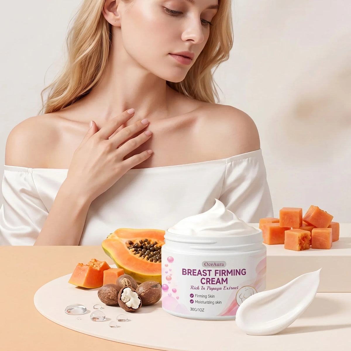 Papaya Extract Chest Firming & Moisturizing Massage Cream Body Firming Cream Qst