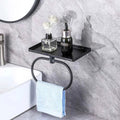 No-Drill Circular Stainless Steel Towel Ring Rack | Bathroom Bathroom Towel Ring Qme black