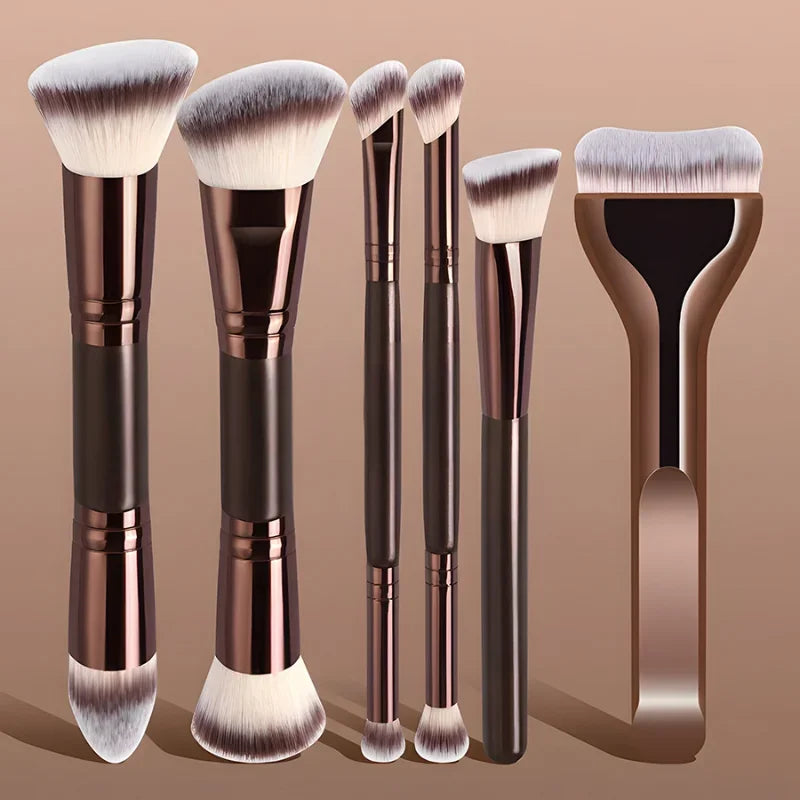 5-Piece Dual-Ended Professional Makeup Brush Set – Travel Makeup Brush Set Qme