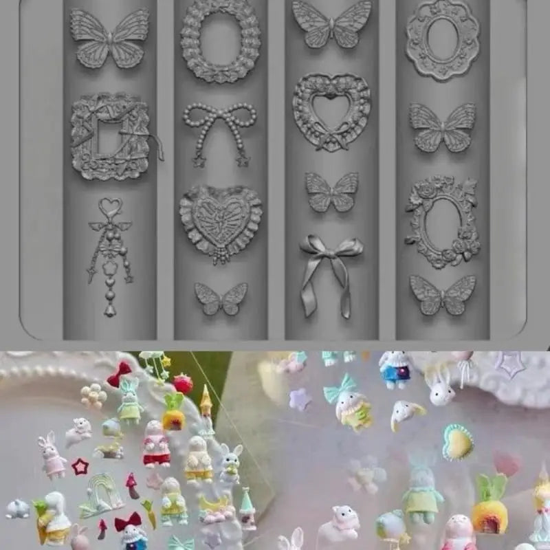 3D Silicone Nail Art Mold – Bow Heart Butterfly Rabbit DIY Nail Art Mold Qst