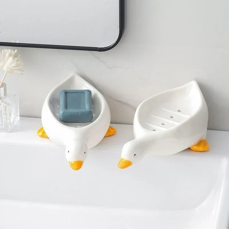 Yellow Duck Soap Dish | Drainable Cartoon Soap Holder Soap Dish Qme