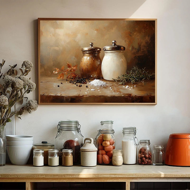 Vintage Kitchen Still Life Canvas Wall Art Poster – Unframed Canvas Wall Art Qst