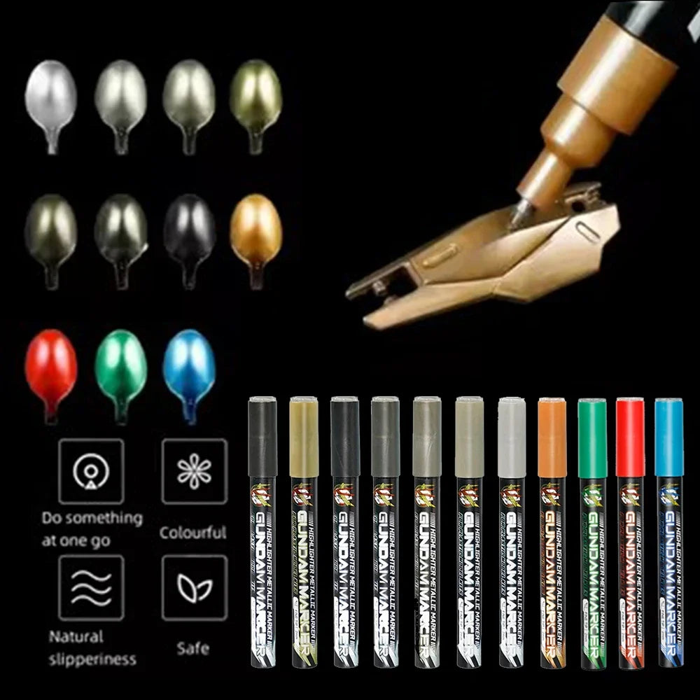 Metallic Reflective Gloss Paint Marker Pens | Mecha & DIY Art Metallic Paint Markers Qme