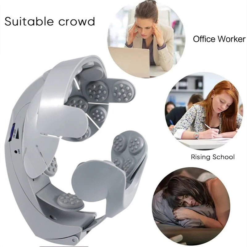 Electric Scalp Massager Helmet – 8-Level Vibration Head Massage Head Massager Helmet Qst