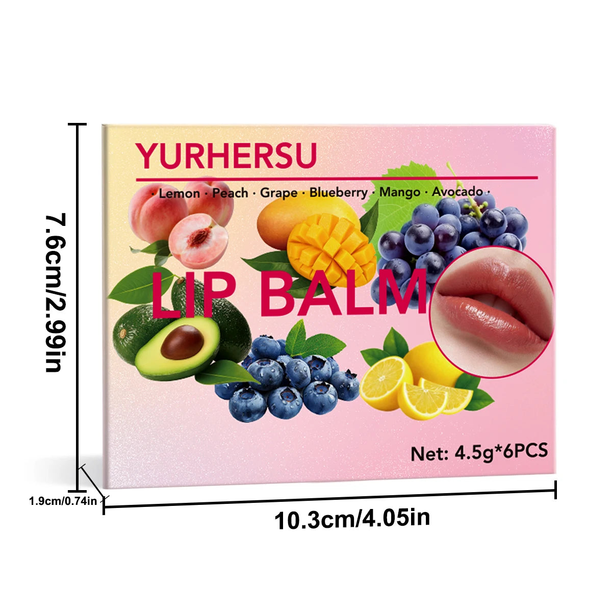 YURHERSU 6-Piece Fruit Lip Balm Set – Moisturizing Gift for Girls Lip Balm Set Qst